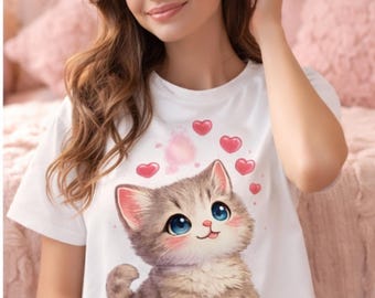 Schattig kattenshirt, kawaii kitten T-shirt, grappig cadeau voor kattenliefhebbers, "Ik ben nog maar een baby"-shirt, esthetisch katten-T-shirt, schattig dieren-T-shirt, viraal TikTok-shirt