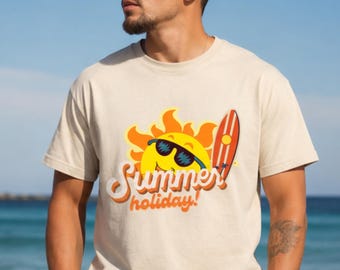 Zomervakantie PNG-bundel, strandshirtontwerp voor de zomer, zon- en surfafbeelding, print voor zomerse T-shirt, ontwerp voor zomerhoed (digitale download)
