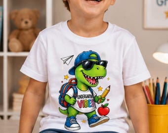Kindergarten Vibes PNG, Cute Dinosaur Shirt Design, Back to School PNG, Kids T Shirt Design, Kindergarten Digital Download