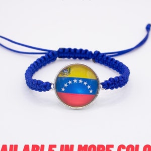 Venezuela Flag Macrame Bracelet: Adjustable Patriotic Charm Jewelry