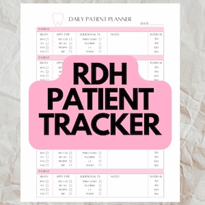 Planificador diario de pacientes RDH estético, higienista dental, auditoría diaria, planificador de consultorios dentales, diario de pacientes, planificador de clientes DH, lindo