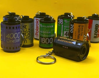 Vintage 35mm Film Canister Keychains - Handmade Photography Gift Kodachrome Neopan Ektachrome Accessories