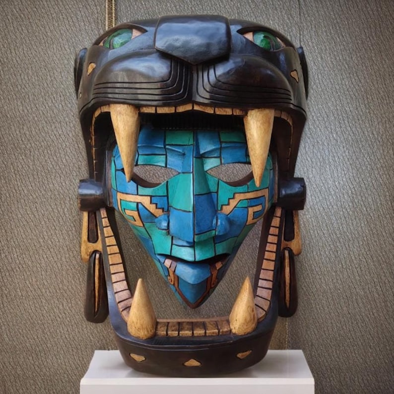 Handcrafted Cedar Wood Mayan Jaguar Warrior Mask - Etsy