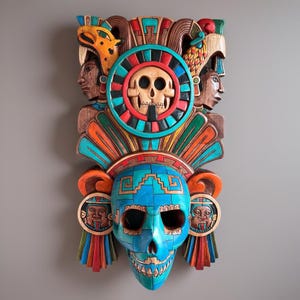 Aztec God Carrier Mask, Aztec and Maya culture, Mexican Art, hand crafted