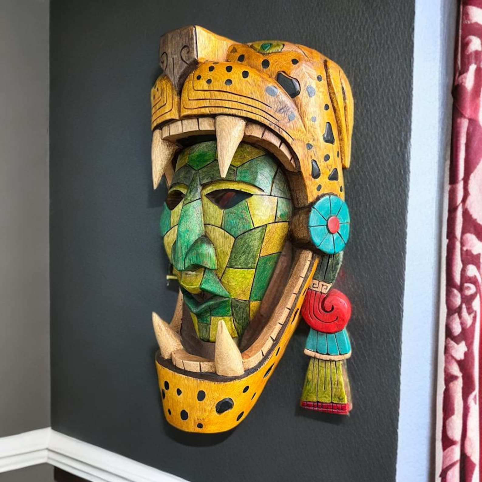 Handcrafted Cedar Mayan Mask: Manbalam Jaguar Warrior - Etsy