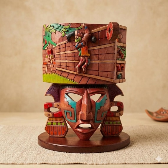 Striking hand-carved cedar wood sculpture