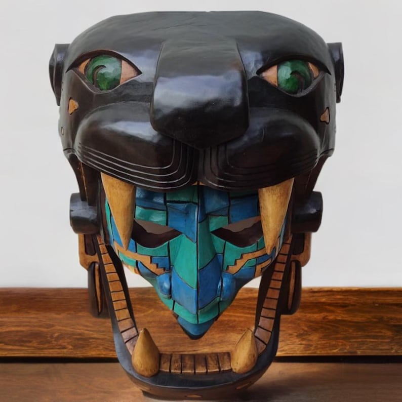 Handcrafted Cedar Wood Mayan Jaguar Warrior Mask - Etsy