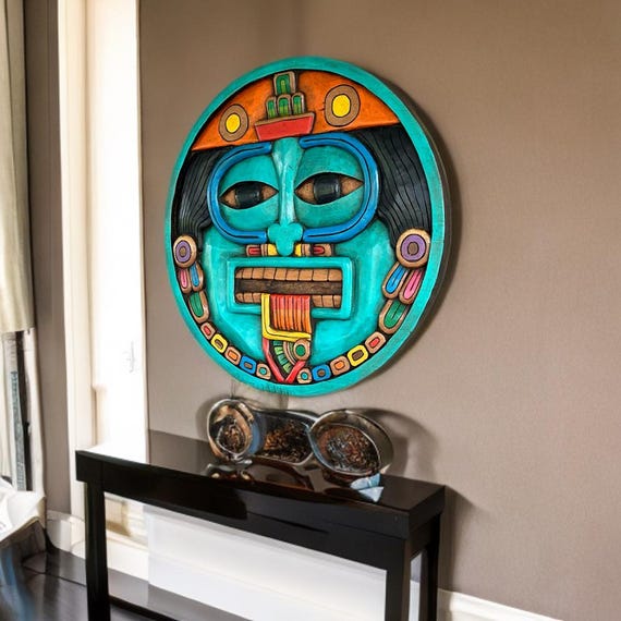Aztec God of the Sun Tonatiuh, Aztec and Maya Culture, Mexican art. Handmade