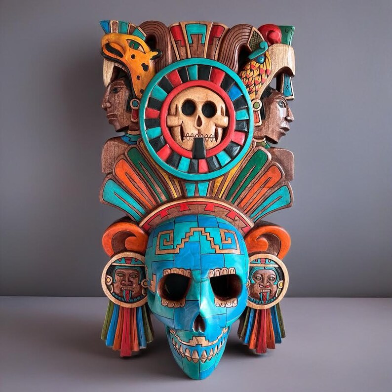 Aztec God Carrier Mask, Aztec and Maya Culture, Mexican Art, Hand ...