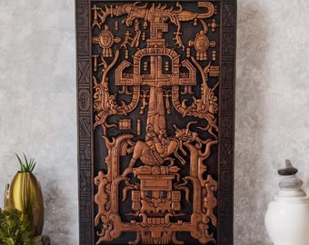 History Aztec Mayan sarcophagus of king K'inich Janaab' Pakal wall