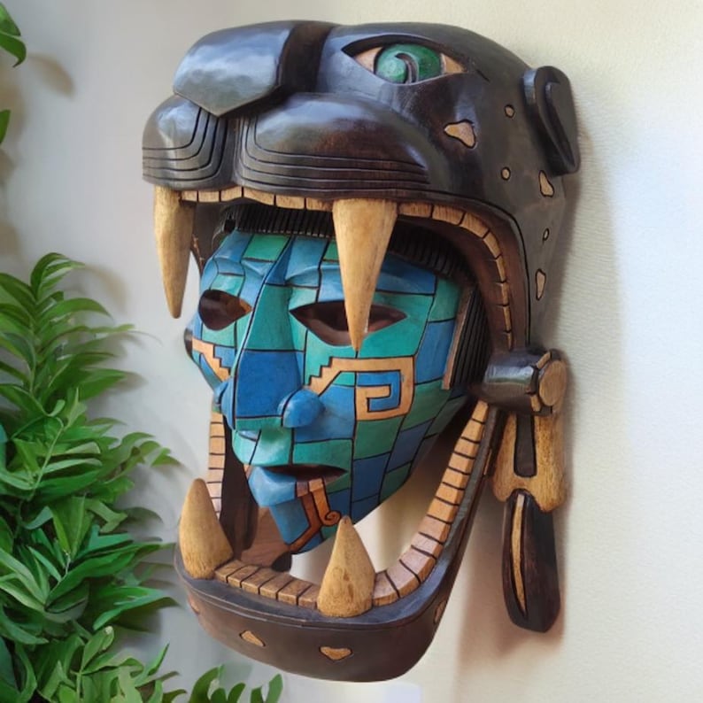 Handcrafted Cedar Wood Mayan Jaguar Warrior Mask - Etsy