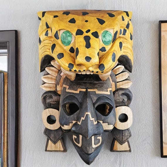 Wooden Mask, Aztec Calendar, Aztec Culture, Mayan Culture, Mexican Art, Mayan Calendar, Wood Craft, Handmade, 3D