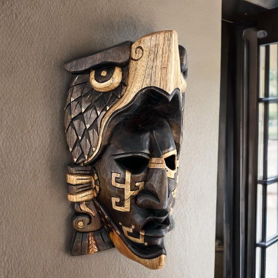 Eagle Mayan Mask, Handmade, 3D sculptures, Mexican Art, Aztec Culture