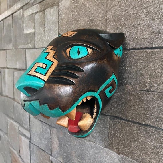 Jaguar wood statue, Mayan culture, Mexican Art