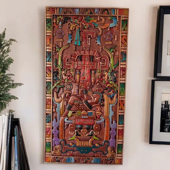 Pakal sarcophagus carving, Mayan Art, Mayan astronaut, Mexican culture.