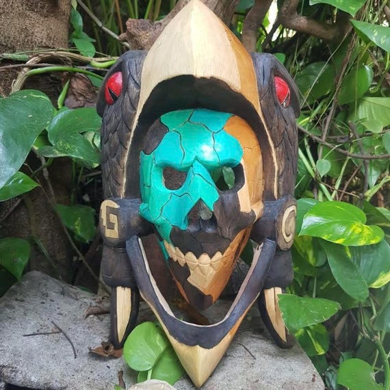 Eagle Mayan Warrior wooden mask, Mayan and Aztec Culture, 3D Carving, Handcrafted
