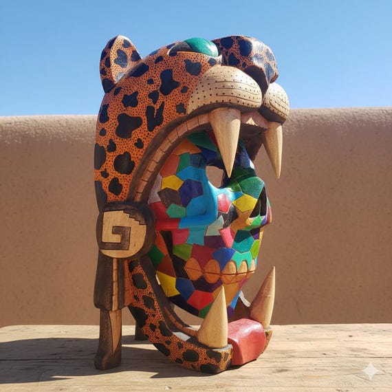 Jaguar Inner Skull Multi-colored mosaic pattern