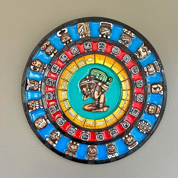 Handmade Mayan Calendar Wall Art: Mexican Aztec Decor