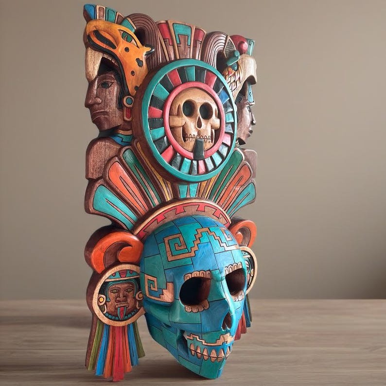 Aztec God Carrier Mask, Aztec and Maya Culture, Mexican Art, Hand ...
