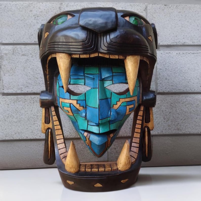Handcrafted Cedar Wood Mayan Jaguar Warrior Mask - Etsy