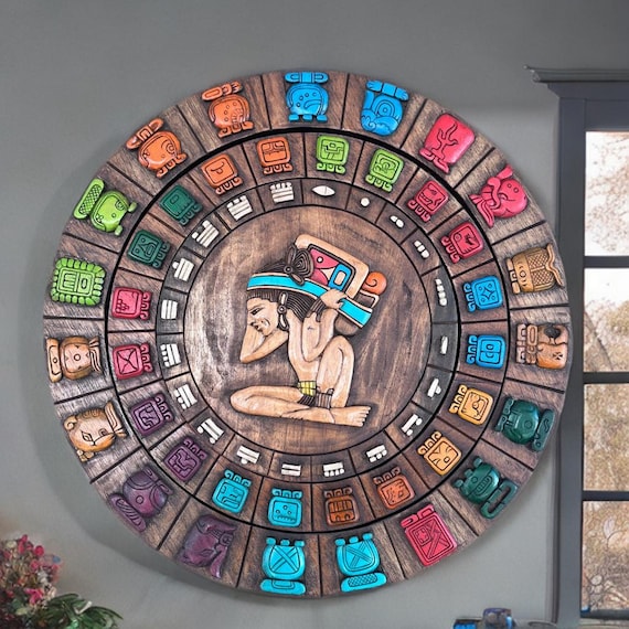 Cedar Mayan Calendar:  Mexican culture, handcrafted, wall decor