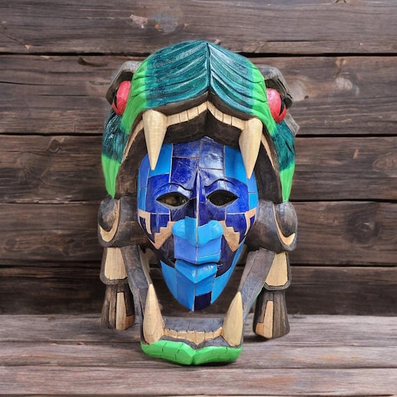 Father serpent cedar mask: Mesoamerica inspirations, Mexican Folk art