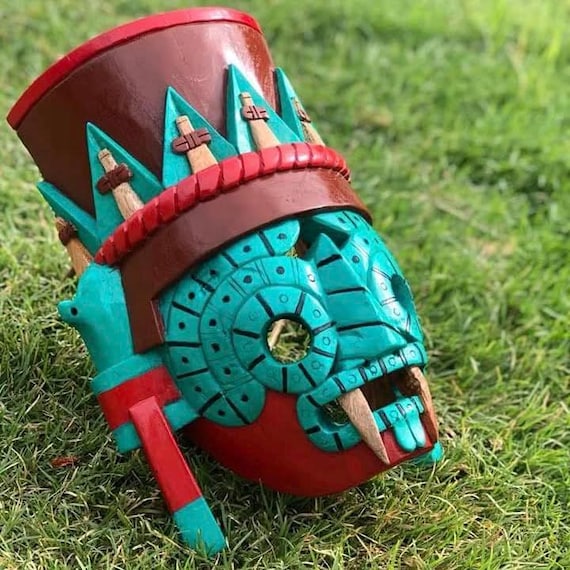 Tlaloc Cedar Mask: Mayan and Aztec Culture, Pre-Hispanic Art, Wall décor