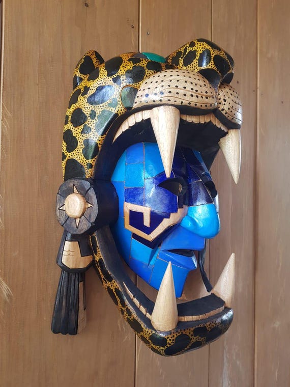 Cedar Jaguar Mask: Mayan and Aztec Culture, Pre-Hispanic Art, Wall décor