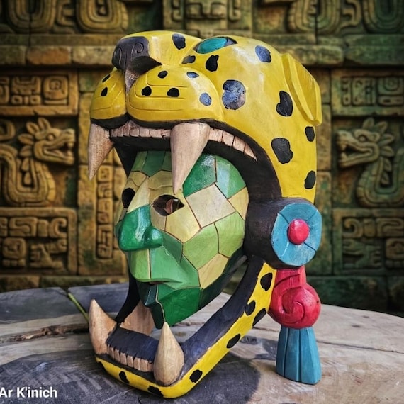 Mayan Jaguar Warrior Cedar mask