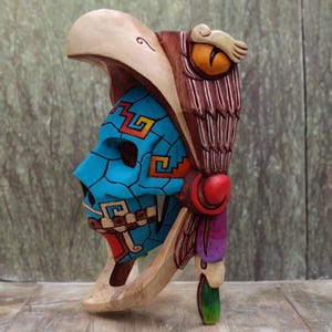 Eagle Aztec Warrior Mask, Mexican Aert. Handcrafted Art. Aztec and Mayan Culture