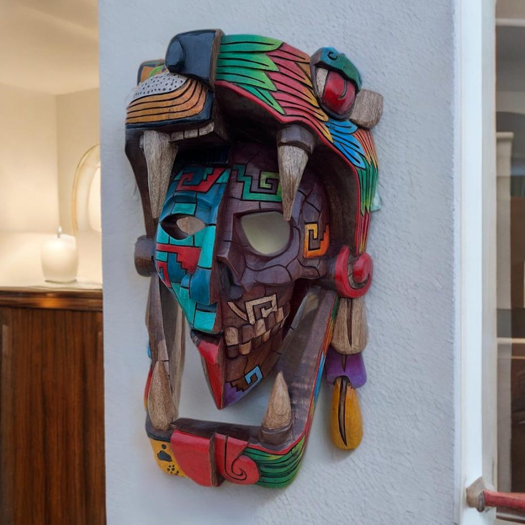 Balankan Mayan Mask, Handmade, 3D Sculptures, Mexican Art, Aztec ...