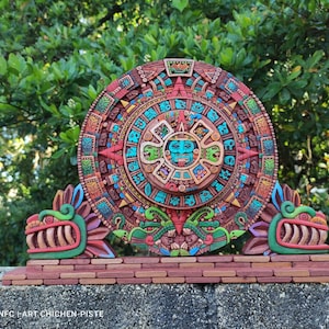 Aztec Culture, Mayan Culture, Mexican Art, Mayan Calendar, Aztec Calendar, Wood Craft, Handmade.