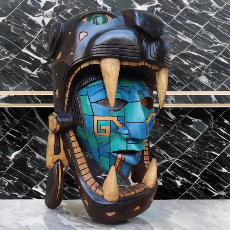 Handcrafted Cedar Wood Mayan Jaguar Warrior Mask - Etsy