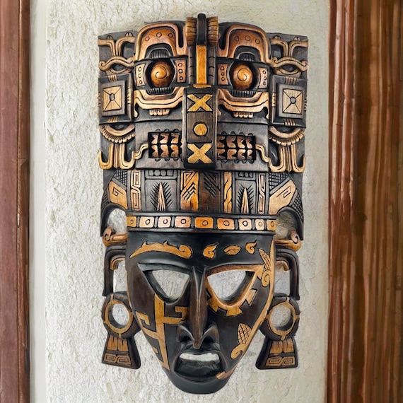 Handcrafted Cedar Wood Mayan Mask: Chaac, God of Rain