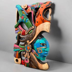 Pakal Eagle Warrior, Mexican Art, Mayan and Aztec culture, handcrafted.