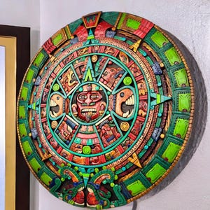 Aztec Culture, Mayan Culture, Mexican Art, Mayan Calendar, Aztec Calendar, Wood Craft, Handmade.