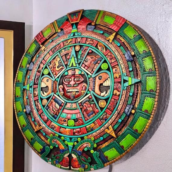 Handmade Cedar Wood Aztec Calendar Wall Art (22-Inch)