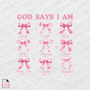 God says I am coquette png, Jesus valentine png, coquette valentine png, retro valentine png, Christian Valentines Png, valentine bible png