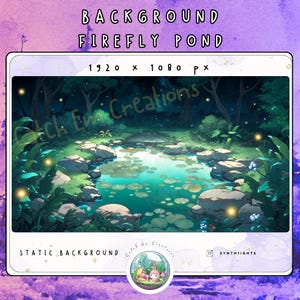 Glühwürmchen Teich Hintergrund | Gemütlicher Wasserlauf Overlay (Digitaler Download)