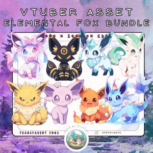 Elemental Fox VTuber Pet Asset Bundle: Stream Decorations (PNGs)