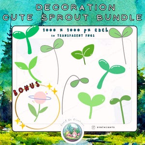 Vtuber / PNGtuber Asset | Cute Sprout Decorations | Stream & Twitch Decoration | Sprout Bundle | 10 Cute Designs + BONUS | Cottagecore Theme