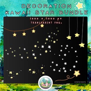 Kawaii Star Vtuber Asset Bundle: Stream Overlay Decorations (PNG Files)