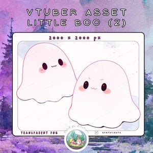 VTUBER / PNGtuber Static Assets | Little Boo Pair | Kawaii Spooky Inspired Companions | Static Stream & Twitch Decorations | Cute Pets | PNG
