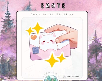Emote de tarjeta de crédito para Twitch / Emote de gato lindo para Twitch / Emote de streamer / Emote de Discord / YouTube / Emote de streamer / Emote de gato kawaii / Emote de chat de Twitch