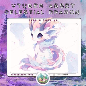 Dragón Celestial PNG Compañero, VTuber y PNGTuber Superposición de Mascota, Mascota de Fantasía para Streaming, Descarga de Recursos para Streaming en Twitch