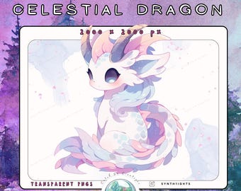 Celestial Dragon PNG Companion, VTuber & PNGTuber Pet Overlay, Fantasy Stream Mascot, Twitch Streaming Asset Download