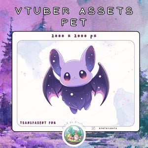 VTUBER Static Asset | Vtuber Bat | Kawaii Goth Asset | Digital Asset | Stream & Twitch Decoration | Pet | Fantasy | Digital Download | PNG