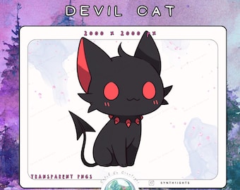 Kawaii Devil Cat Companion PNG | Streaming Static Asset (Digital Download)