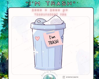 Vtuber / PNGtuber ""I'm Trash"" Statisches Objekt | Twitch Dekoration | Streamer Einrichtung | Dumme Ästhetik | Ich bin Müll | PNG