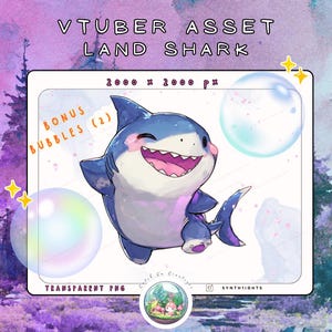 Vtuber / PNGtuber Land Shark Static Asset | Cute Stream & Twitch Decoration | Streamer Setup | Adorable Aesthetic | Kawaii Shark | PNG